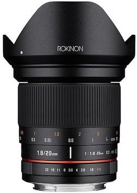 Rokinon 20 mm f/1.8 AS ED UMC Weitwinkelobjektiv mit integriertem AE-Chip für Nikon, Nikon