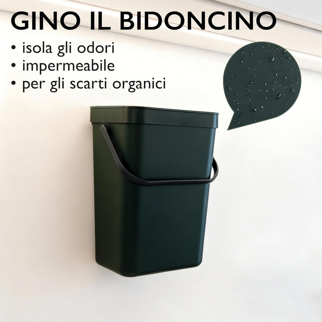 Perfetto Nasslauf/Bioabfall zum Aufhängen - GINO - 12 lt. - Waldgrün