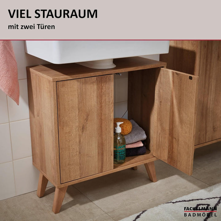 FACKELMANN Finn Waschbeckenunterschrank (60 x 50 x 30,5 cm) – Unterschrank für Waschbecken mit Aussp