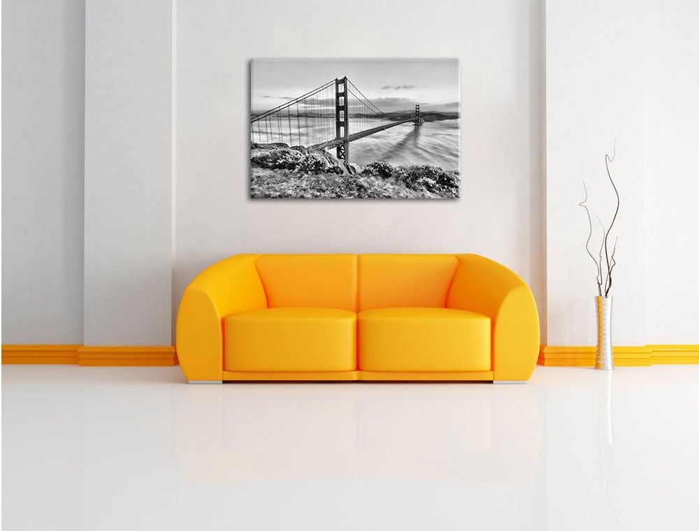 Pixxprint Golden Gate Bridge San Francisco / 100x70cm Leinwandbild bespannt auf Holzrahmen/Wandbild