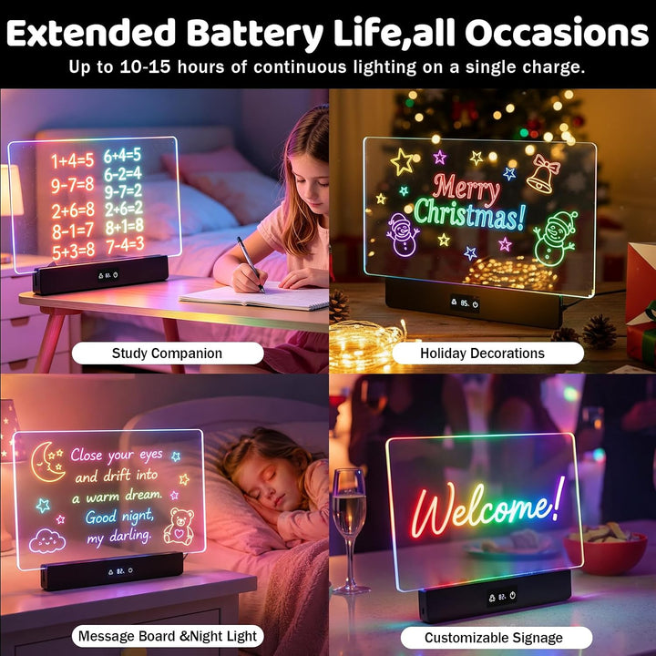 LED Zeichenbrett Kinder wiederaufladbar 8 Farben 11 Modi 15h Akku | 6 Helligkeitsstufen,Ladezeit 2,5