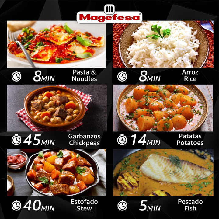 Magefesa Star Recta – Exklusives Set Traditioneller Schnellkochtopf 6L + Dämpfeinsatz + Rezeptbuch,
