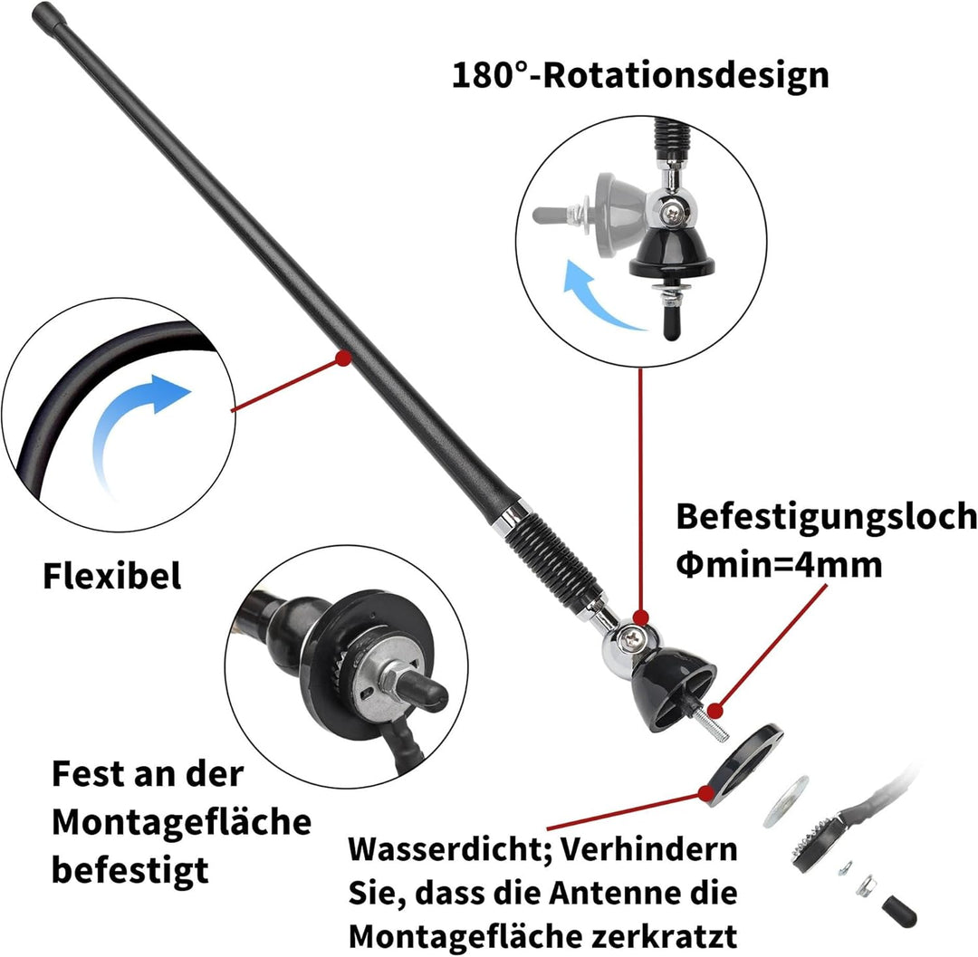 RED WOLF Marine Radio Antenne Flexible, Gummi Ente Antenne FM AM für Boot Yacht ATV UTV Traktor LKW