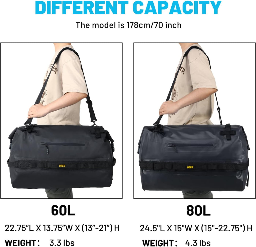 MIER Wasserfeste Reisetasche Duffle Bag mit Rucksackfunktion Rolltop Sporttasche für Seesack, Schwim