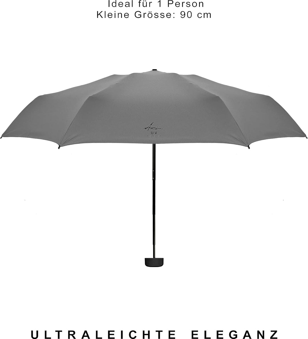 Ambra UV: Regenschirm mit UV-Schutz. Windfester Mini-Taschenschirm für Regen und Sonne. 220 g 18 x 5