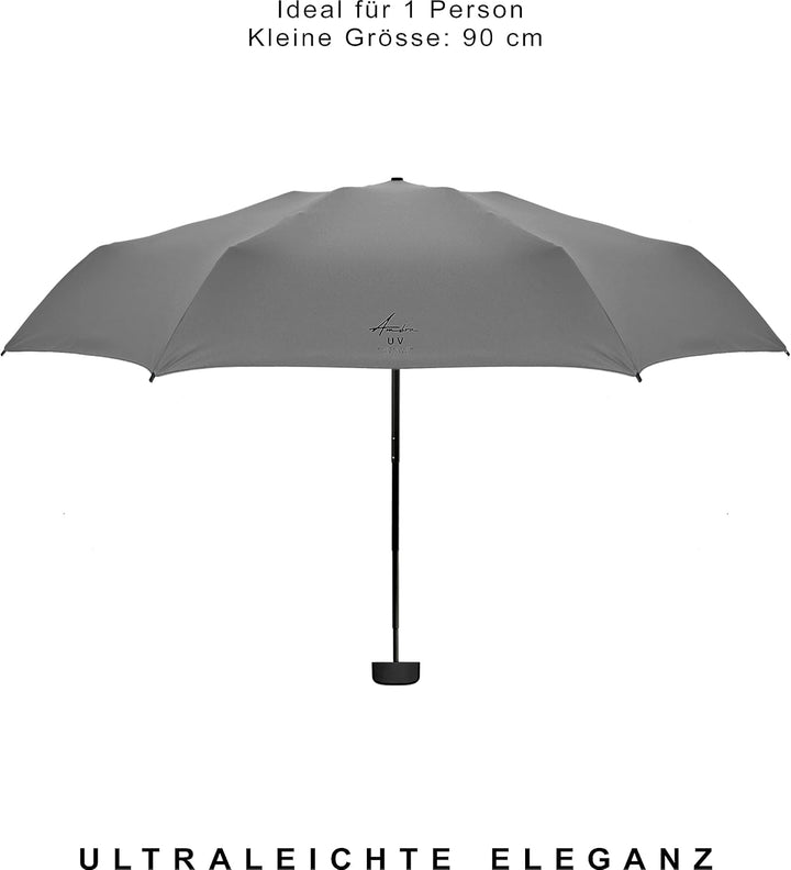 Ambra UV: Regenschirm mit UV-Schutz. Windfester Mini-Taschenschirm für Regen und Sonne. 220 g 18 x 5