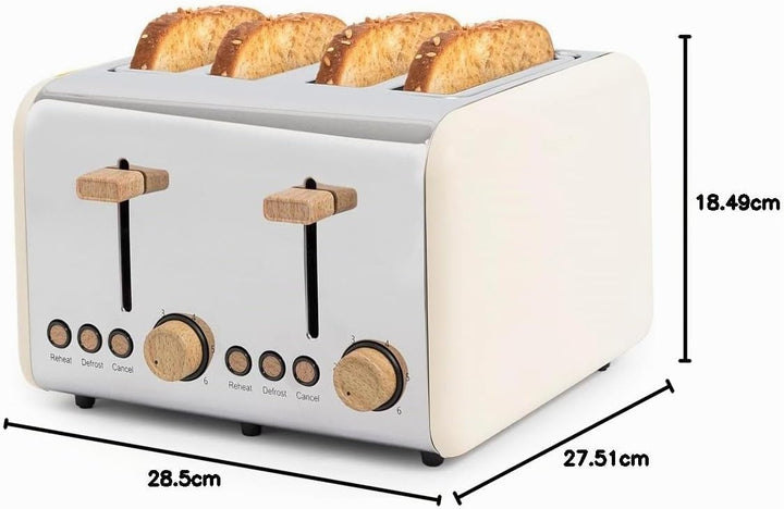 CREATE/TOAST RETRO DOUBLE/Toaster für breite Scheiben Cremeweiss/Krümelfach, 6 Leistungsstufen, Ther