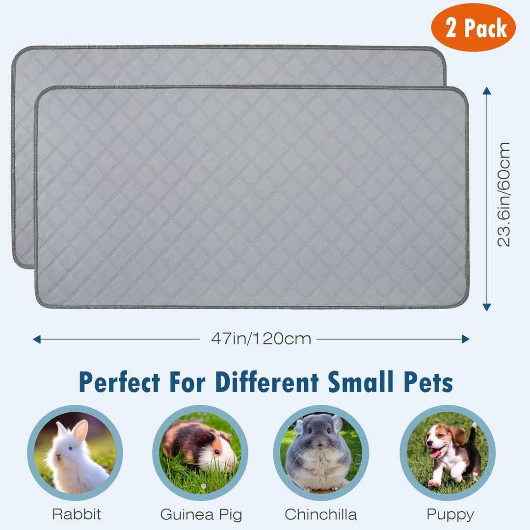 VavoPaw Kleintier Teppich Saugfähige Käfigmatte, 2 PCS 120x60cm Liner Fleece Wiederverwendbar Pad mi
