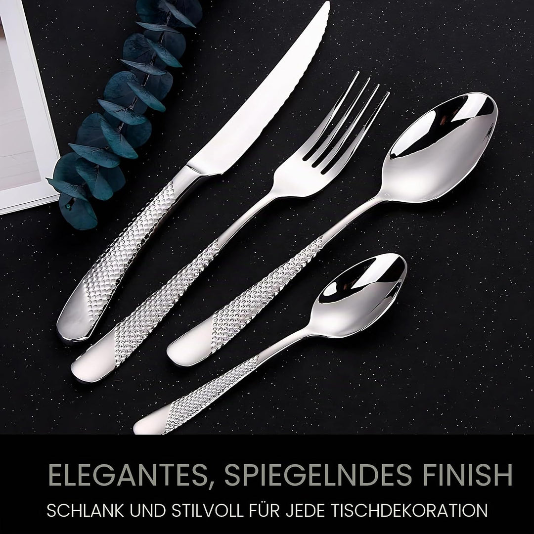 DAFFODILY® Spirit of luxury Signature Lot de 6 fourchettes à dîner Doré Steakmesser 6 teilig Silber,