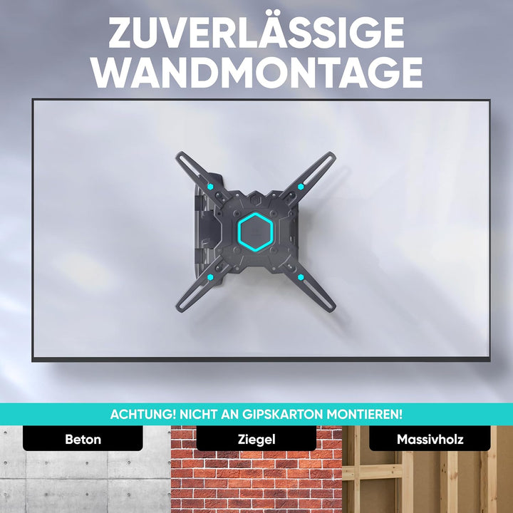 ONKRON TV Wandhalterung schwenkbar für 32-65 Zoll TVs bis zu 35 kg, universal TV Wandhalterung auszi