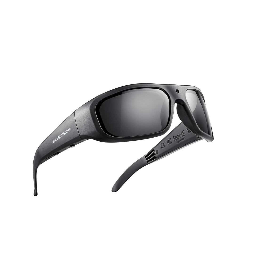 OhO Video Glasses Pro,24M Resolution H.265 Sports Sunglasses Camera with 32GB Memory, Black-black Le