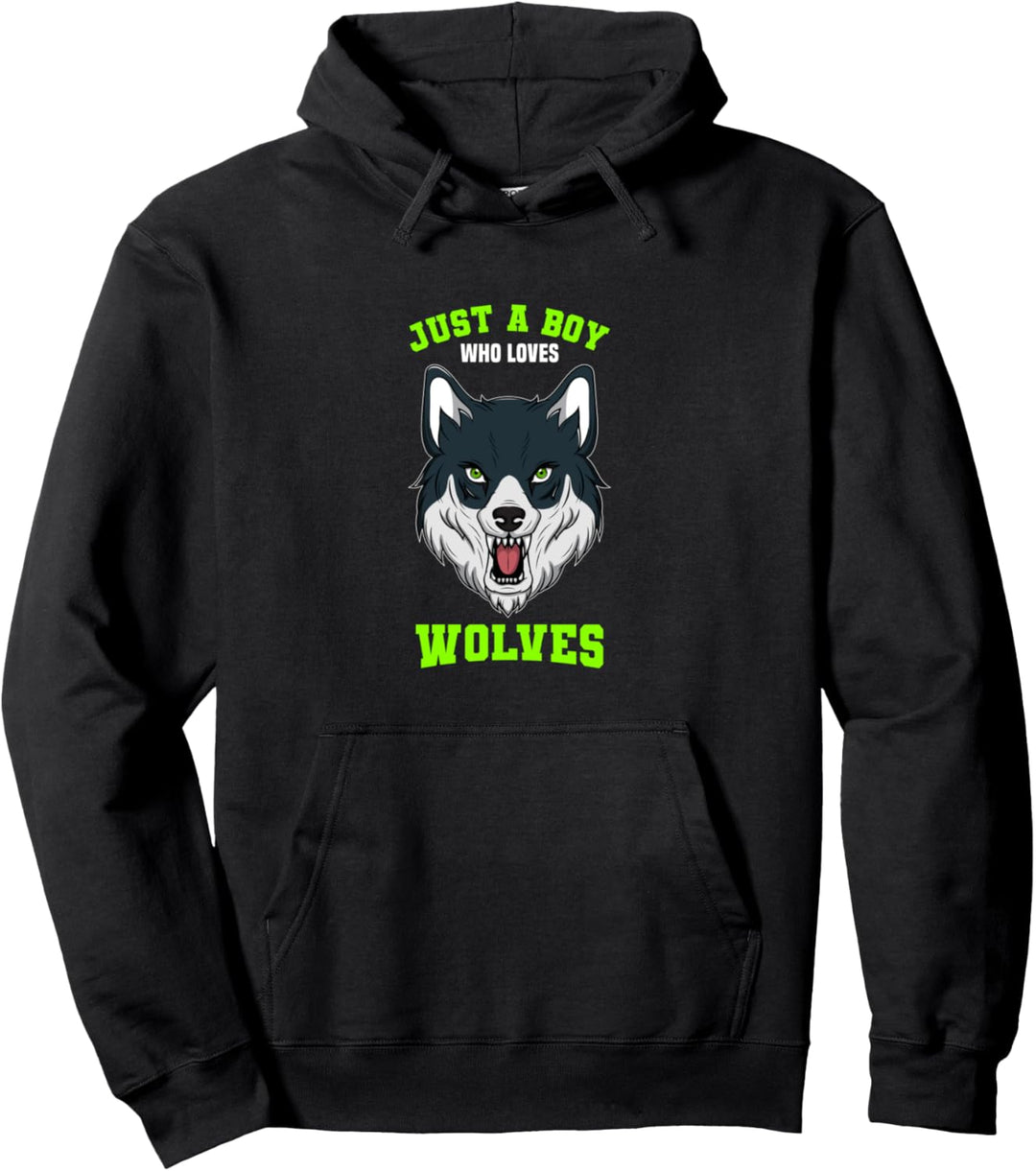 Just A Boy Who Loves Wolves Wolf Geschenke für Jungen Pullover Hoodie