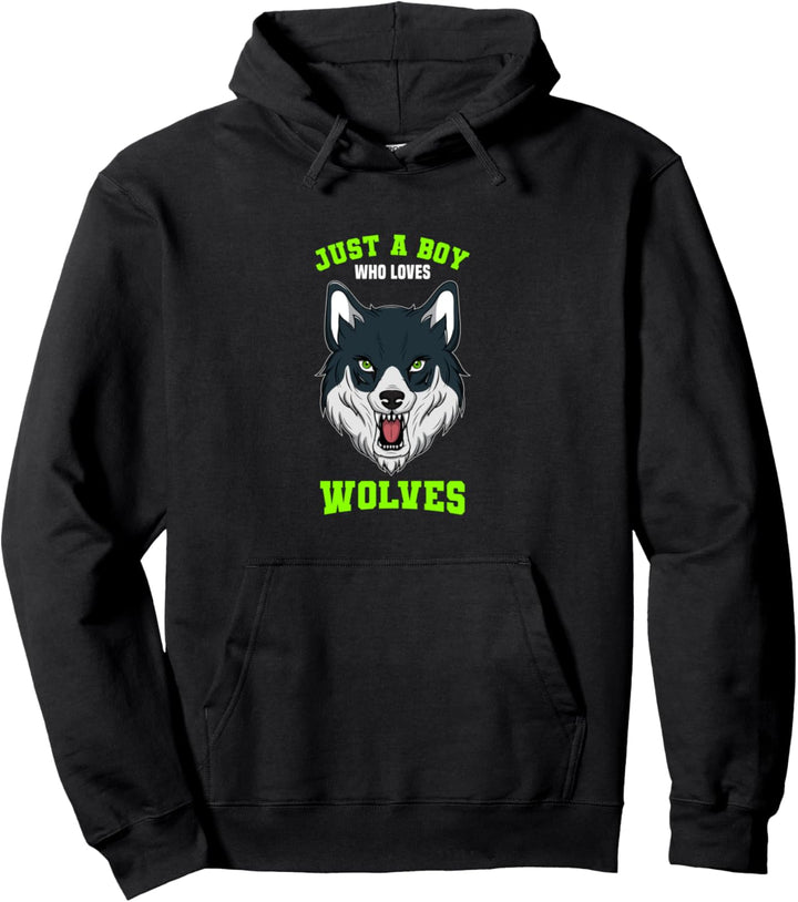 Just A Boy Who Loves Wolves Wolf Geschenke für Jungen Pullover Hoodie