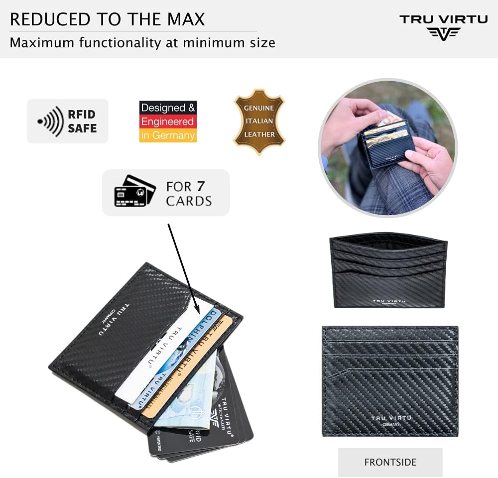 Tru Virtu® Ultra Slim Wallet Carbon Kartenetui I Kreditkartenetui I Kartenetui-RFID-NFC-Schutz I Kar