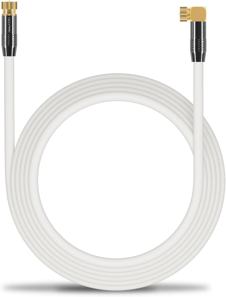 deleyCON 10m SAT Antennenkabel Satellitenkabel Koaxialkabel - HDTV Full HD - F-Stecker 90° Grad Gewi