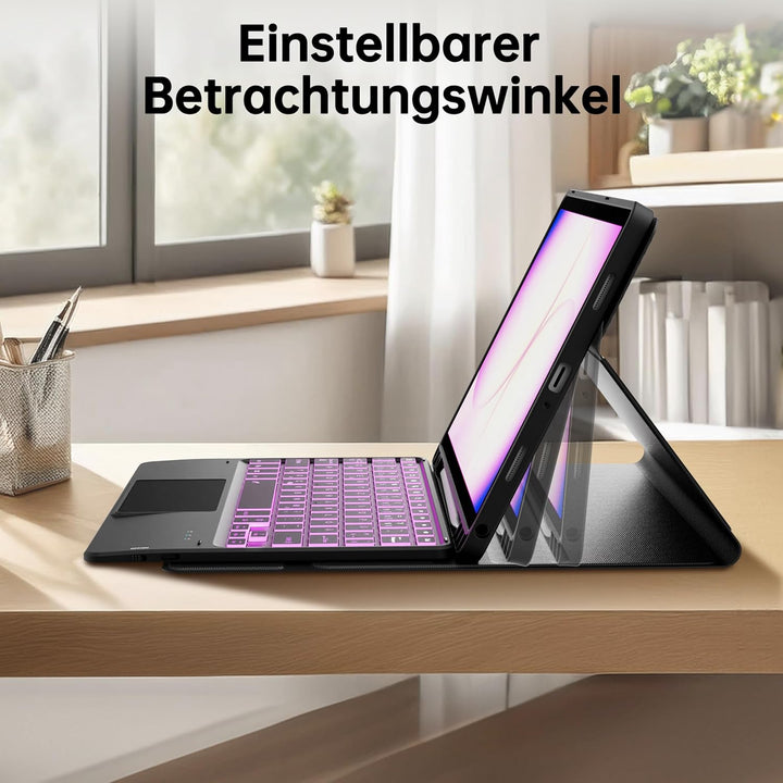 ROOFEI für Samsung Galaxy Tab A11 Plus/A9+ 11 Zoll Tastatur Hülle - 7 Farbig Hintergrundbeleuchtetes