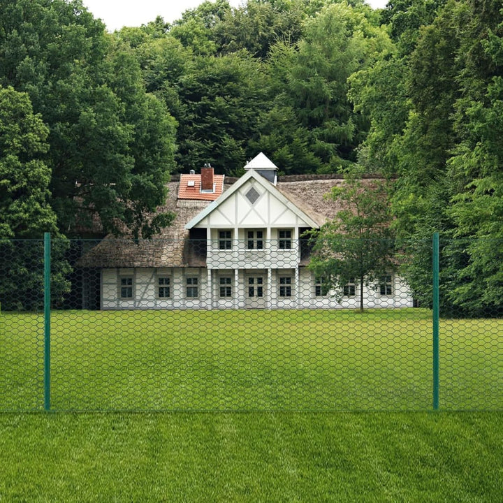 Festnight Maschendrahtzaun mit Pfosten Stahl 25 x 0.5 m (L x H) Grün drahtdurchmesser 0,6 mm / 0,9 m