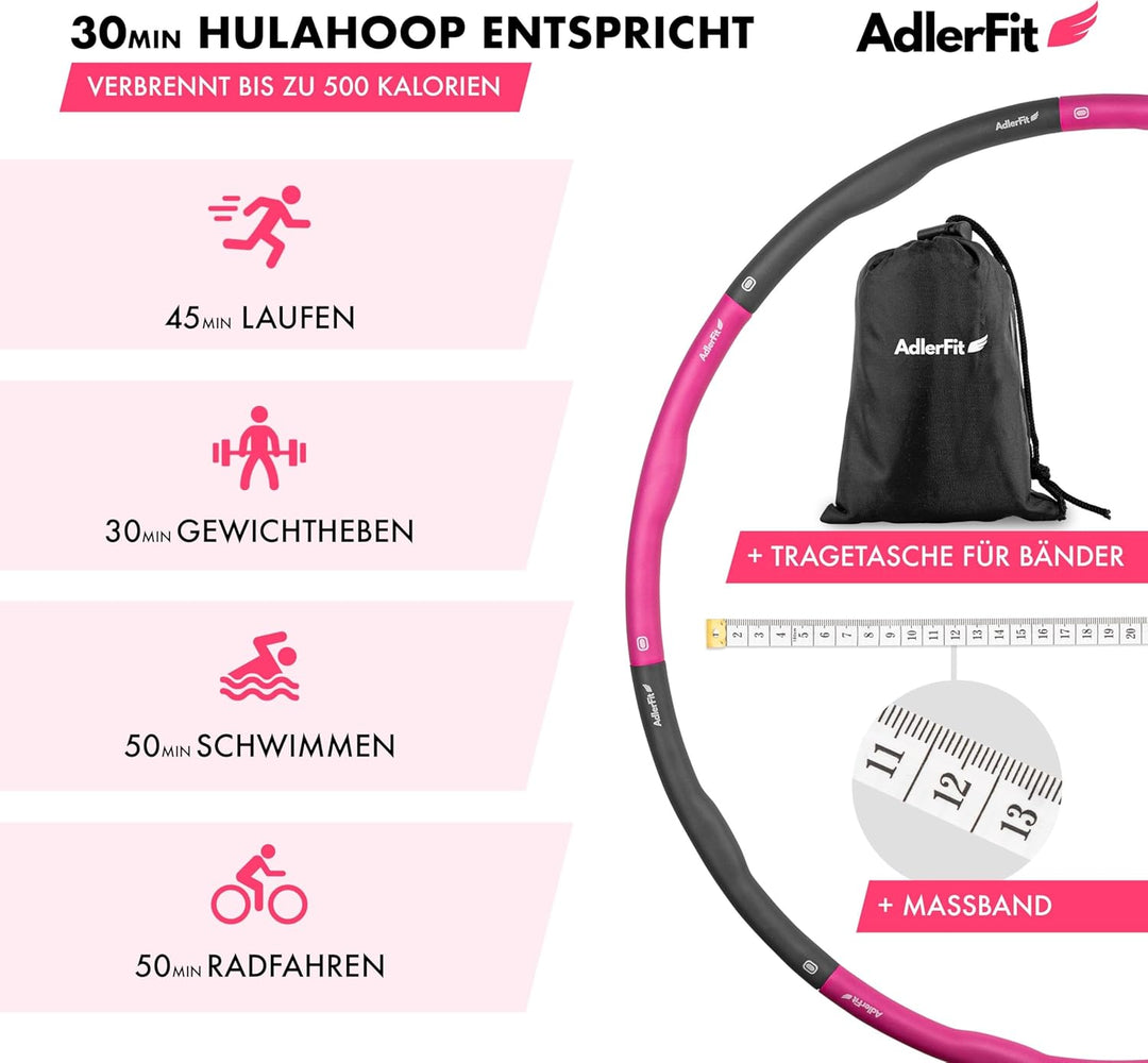 Hula Hoop Reifen Erwachsene und Kinder zum Abnehmen 1,2kg - bis 100cm Durchmesser - Hullahub für Anf