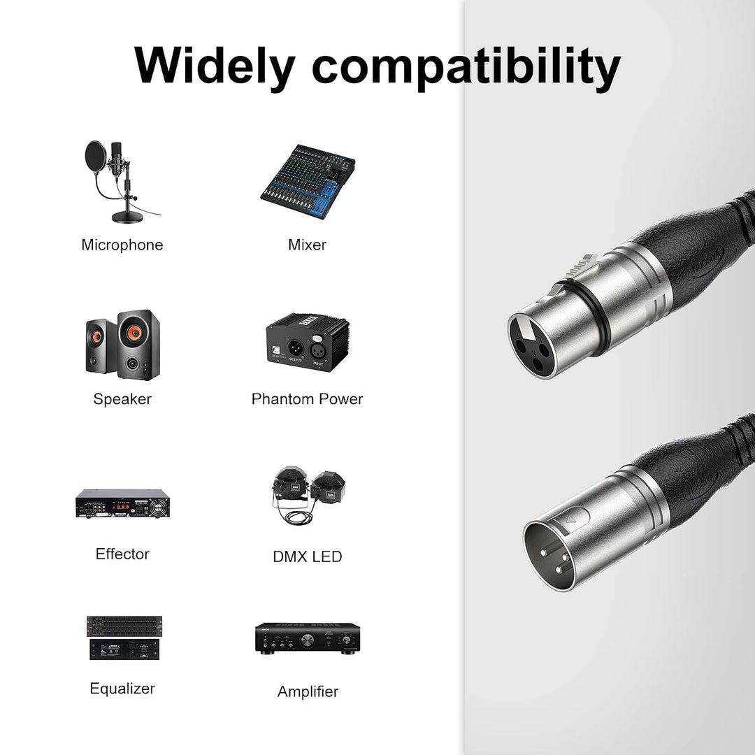 NUOSIYA XLR Kabel,Mikrofonkabel Einrastmechanik &amp; Knickschutz Nylonmantel, 3-Pin XLR Stecker auf Buc