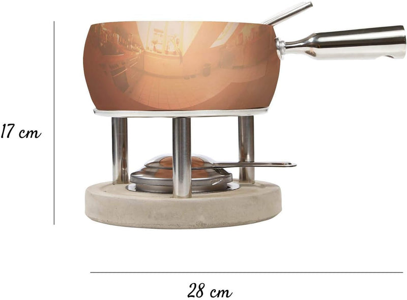 Boska Fondue-Set Kupfer - 1,7 L - geeignet für Käsefondue Kupfer mit Betonsockel, Kupfer mit Betonso