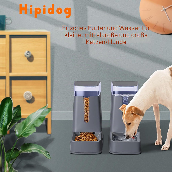 Automatischer Katzenfutterspender und Katzenwasserspender im Set, 2 Packungen, automatischer Hundefu
