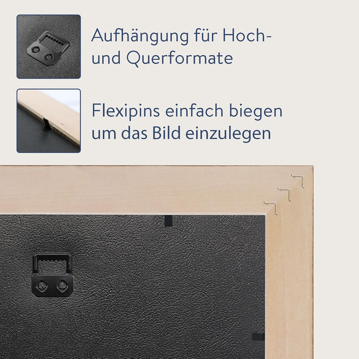 WANDStyle Bilderrahmen Antik 30x42cm DIN A3 I Farbe: Silber I Holzbilderrahmen I Fotorahmen I Silber