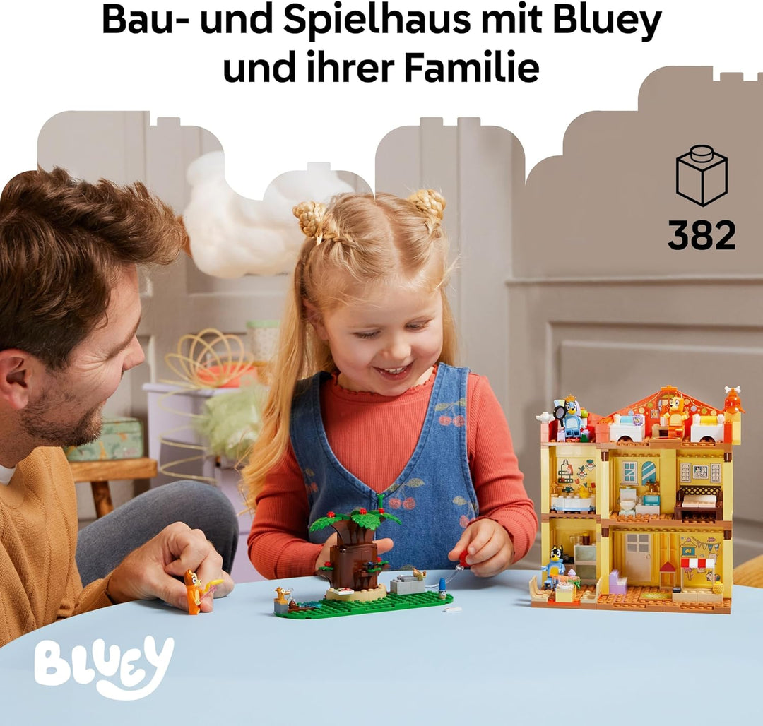 LEGO Bluey: Blueys Haus - Modulares Spielzeug mit Räumen, Garten, 4 Minifiguren und Zubehör - Gesche