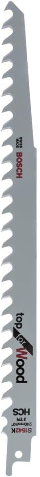 Bosch Professional 5 Stück Säbelsägeblatt S 1542 K Top for Wood (für Holz, 240 x 19 x 1,5 mm, Zubehö