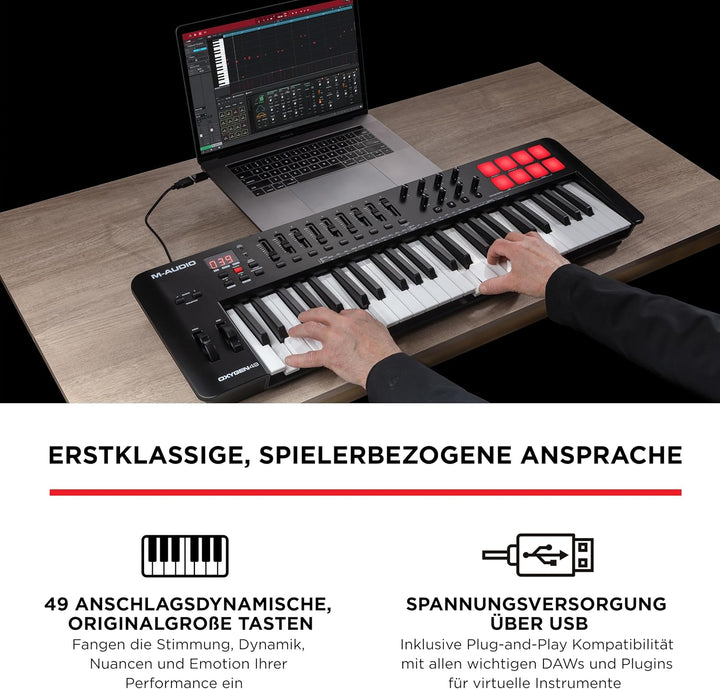 M-Audio Oxygen 49 V – 49-Tasten USB MIDI Keyboard Controller mit Beat Pads, Smart Chord &amp; Scale Modi