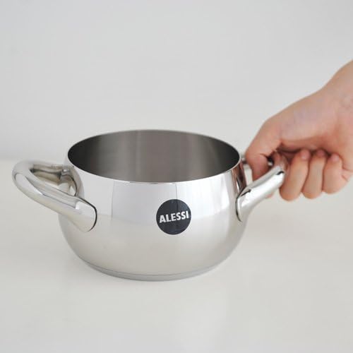 Alessi "MAMI" Kasserolle mit zwei Griffen aus Edelstahl, Silber, 16 cm Silber 16 cm, Silber 16 cm