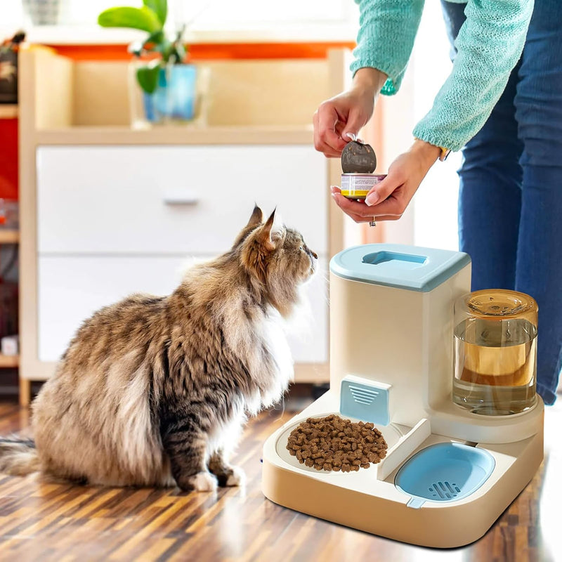 PETCUTE 2-in-1 Automatischer Futter und Wasserspender für Haustiere,Futterspender für Katzen mit gro