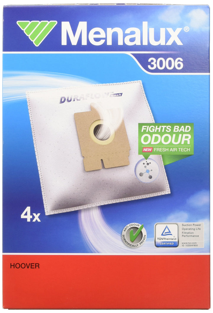 Menalux 3006/4 Staubbeutel/Duraflow/Hoover/Freespace EVO, Sonstige, Weiss Standardpack 3006 - Kompat