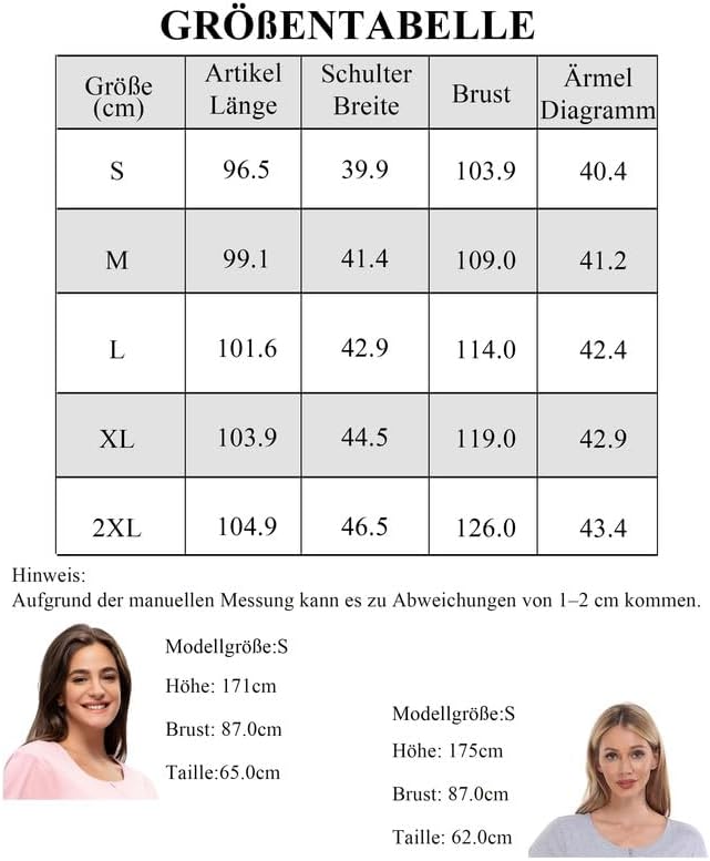 COLORFULLEAF 100% Baumwolle Morgenmantel Damen Leicht Bademantel Damen 3/4 Ärmel mit Reissverschluss