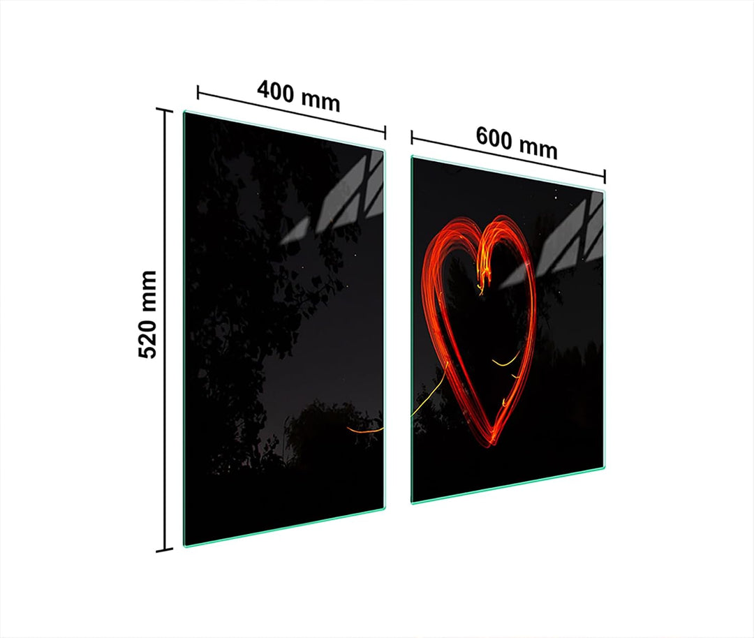 TMK ArtDeko Herdabdeckplatte 2 Teilig 40x52 + 60x52 cm - Spritzschutz Herdabdeckung – Herdschutz aus
