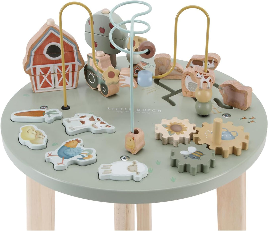 Little Dutch 7141 Holz Aktivitätstisch/Spieltisch Bauernhof grün - Little Farm