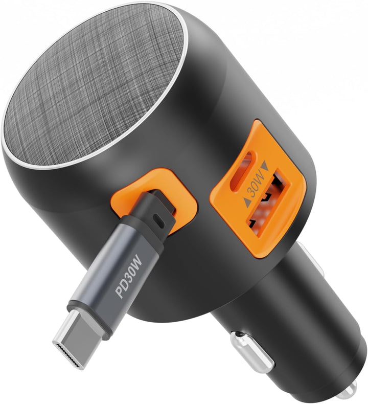 Zigarettenanzünder Ladegerät USB C Retractable 60W PD QC 3.0 Autoladegerät Compact Quick Charge Komp