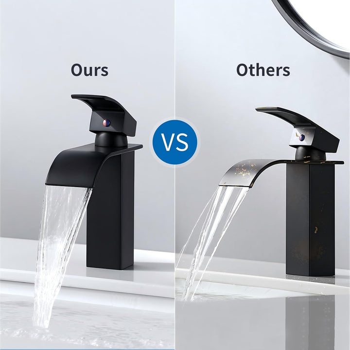 Auralum Wasserhahn schwarz Bad, Mischbatterie Waschbecken schwarz, Armatur Badezimmer schwarz mit Au