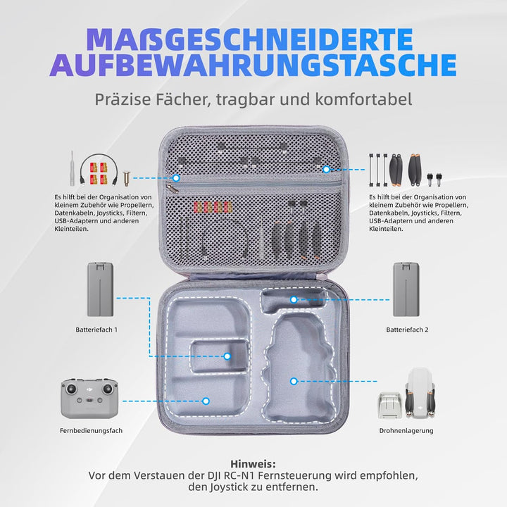 Tasche für DJI Mini 4K / 2/2 SE Drohne und Controller Zubehör, Tragbare Tragetasche Kompakte Aufbewa