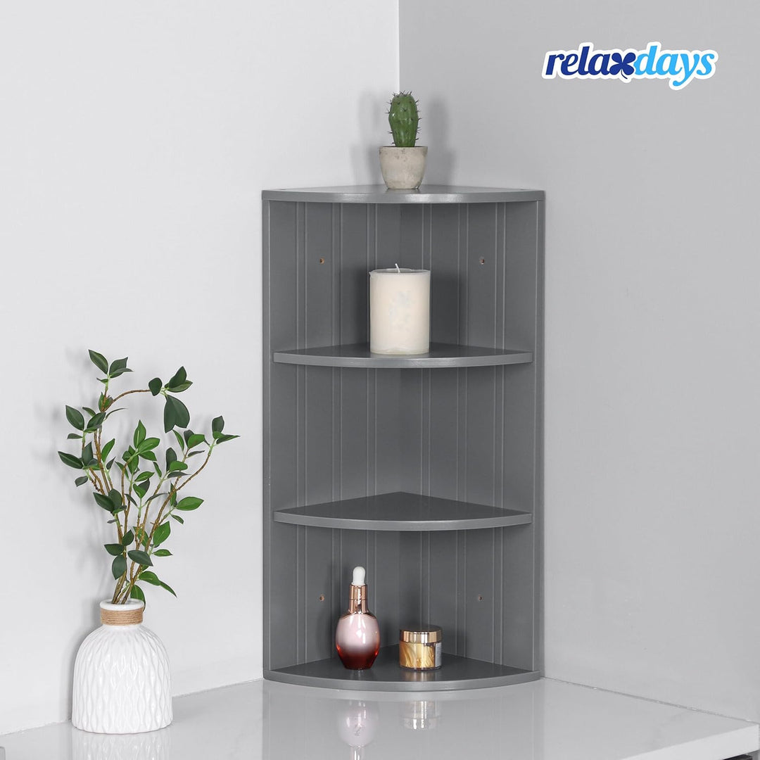 Relaxdays Eckregal, 3 Ablagen, MDF, grau | Badregal, Küchenregal, hängend oder stehend, platzsparend