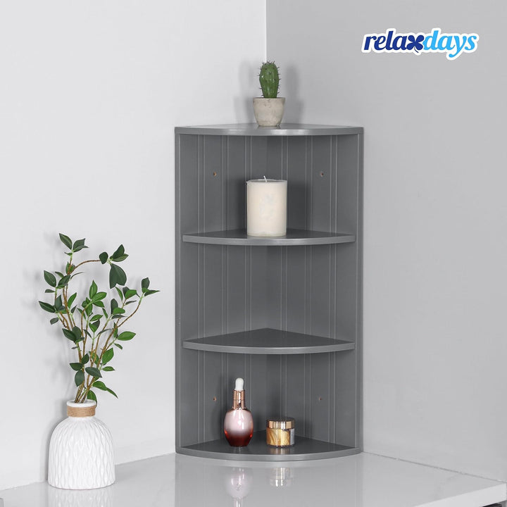 Relaxdays Eckregal, 3 Ablagen, MDF, grau | Badregal, Küchenregal, hängend oder stehend, platzsparend