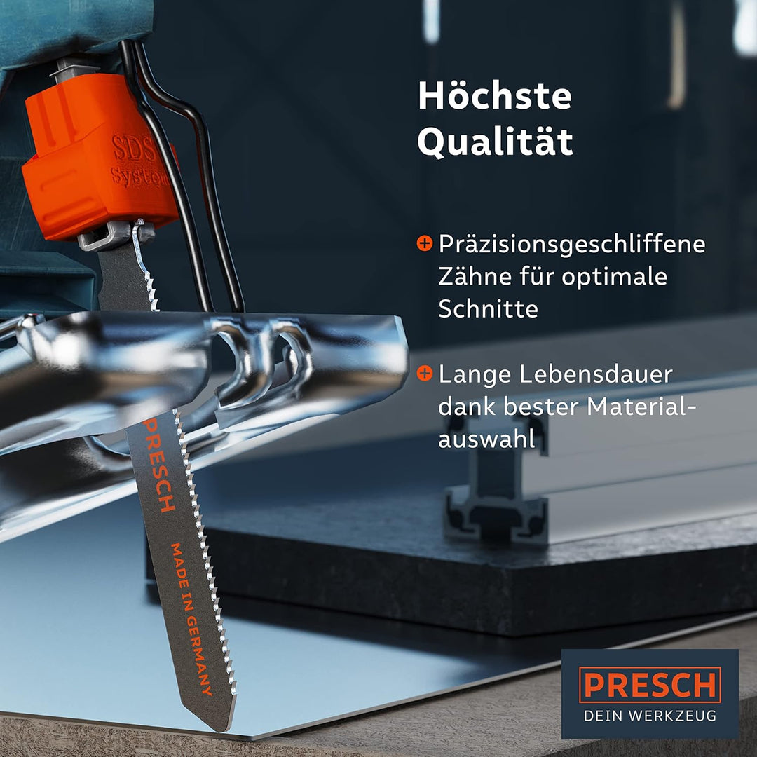 Presch Stichsägeblätter Metall 10 Stk. (Feiner Schnitt) - Präzise Schnitte in dünne Bleche (1-3mm) -