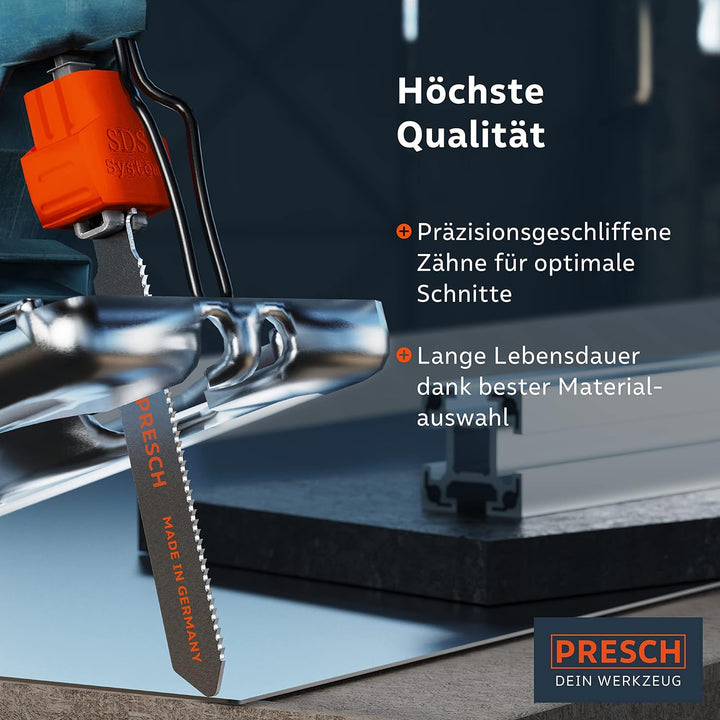 Presch Stichsägeblätter Metall 10 Stk. (Feiner Schnitt) - Präzise Schnitte in dünne Bleche (1-3mm) -