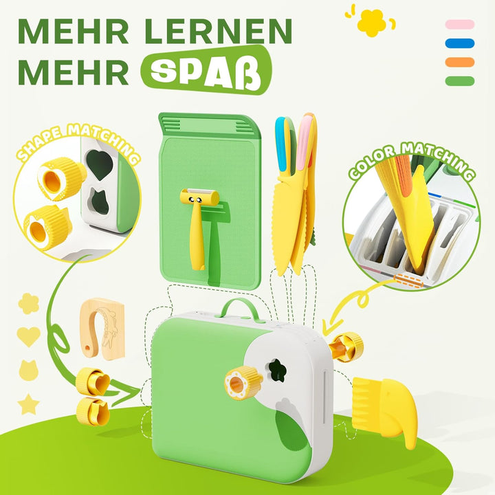 Kindermesser set - Kinder Sicherheit Küchenmesser für Echtes Kochen mit Aufbewahrungsbox, Gemüse Aus