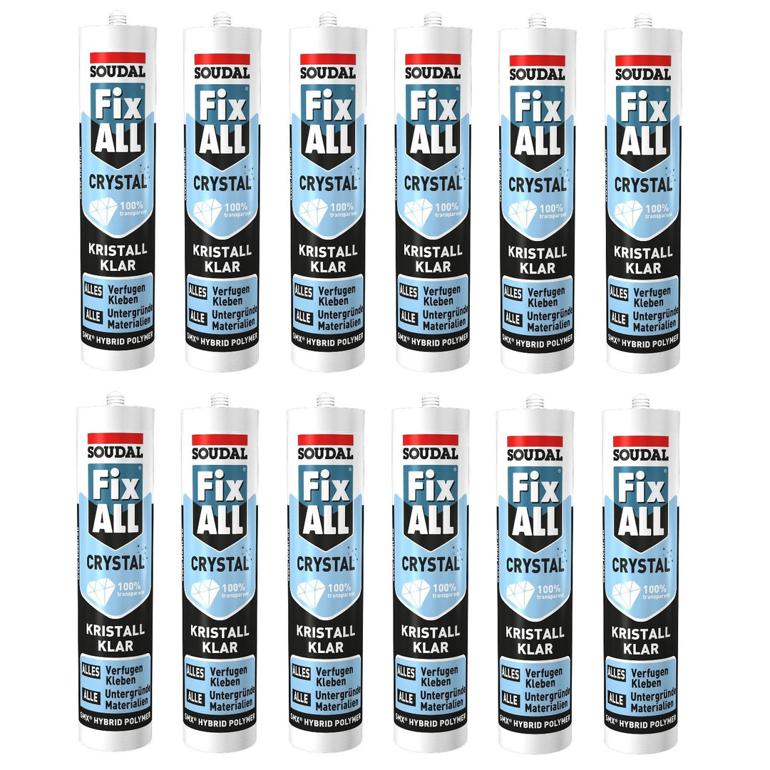 12x Soudal Fix ALL Crystal, Universalkleber, 290ml, transparent, mit Clipdüse