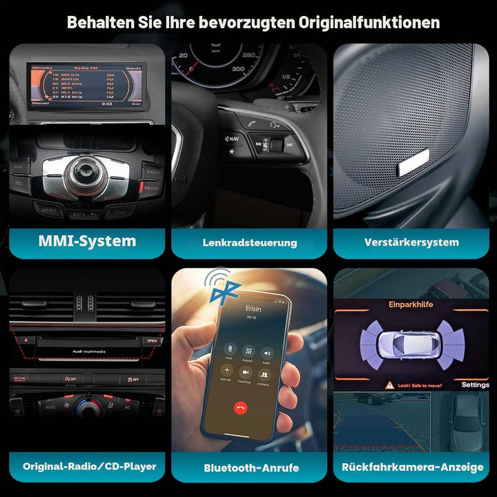 Erisin 10,25 Zoll Android 14 Autoradio 1Din GPS Navi für Audi Q5 2009-2016 Unterstützt Kabelloses Ca