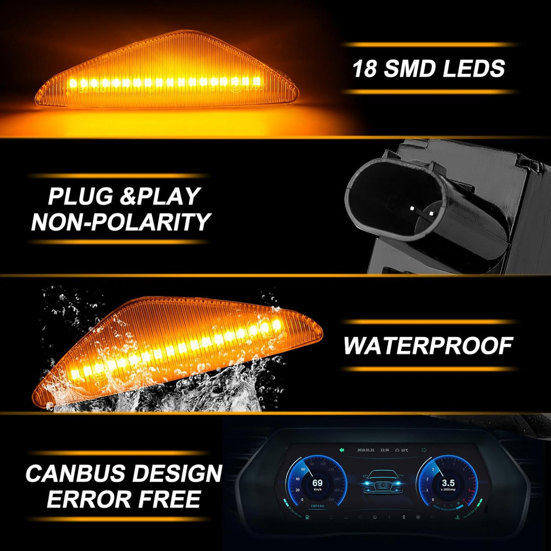 LED Blinker Seitenblinker für BMW E70 X5 E71 X6 F25 X3, Blinker mit Canbus Fehlerfrei, 2 Stück E70 X