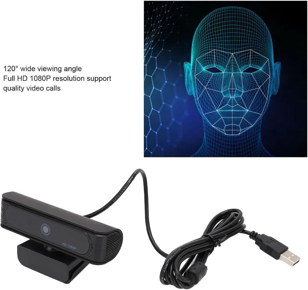XUMIUZIY 1080P HD Webcam mit Hello, Gesichtserkennungs Webcam für 10/11, USB PC Webcam mit 120°-Weit