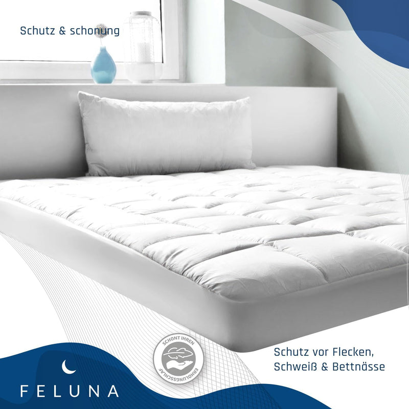 Feluna Mikrofaser Matratzen-Topper gepolsterter Matratzen-Auflage - Matratzenschoner Unterbett Micro