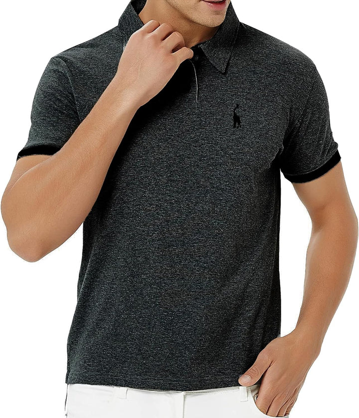 GLESTORE Poloshirt Herren Männer Hemd Herren Kurzarm Shirt Sommer M Grau&schwarz, M Grau&schwarz