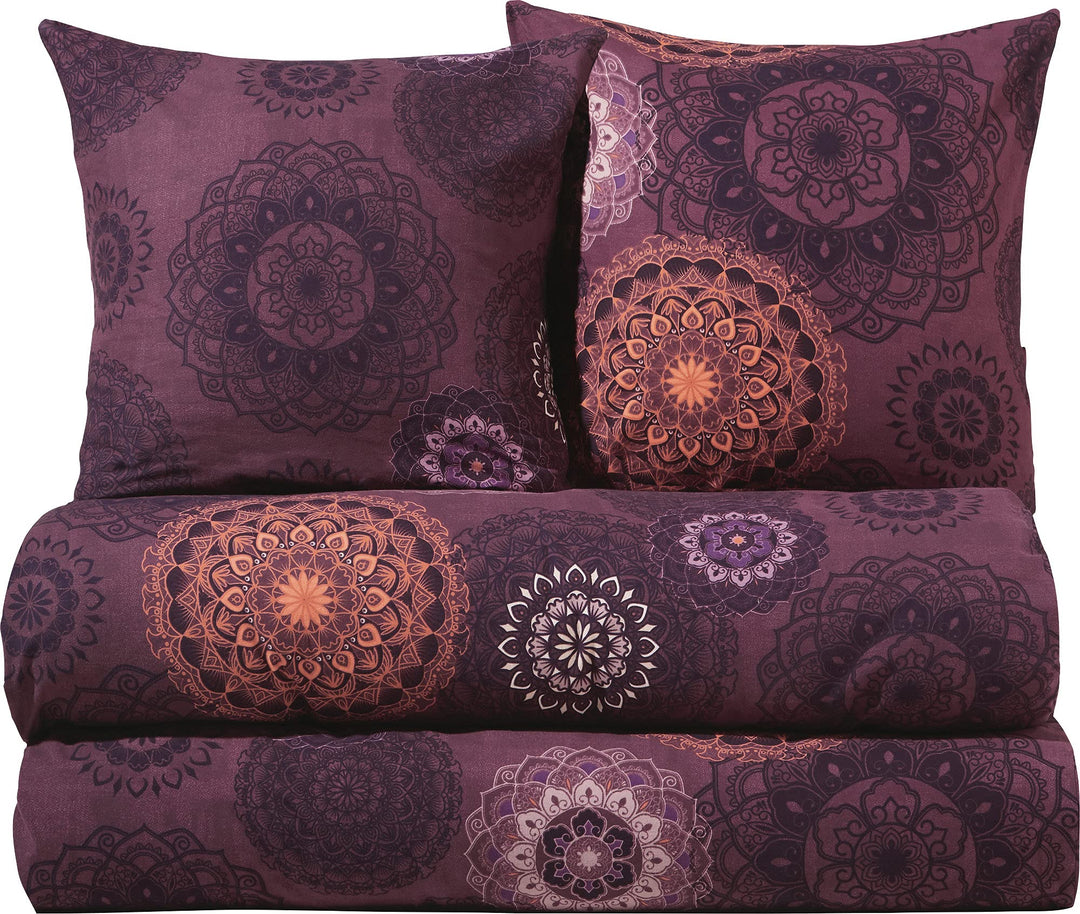 Erwin Müller Bettwäsche Sparpaket 4-TLG. Mako-Satin aubergine Grösse 135x200 cm (80x80 cm), Lila 135